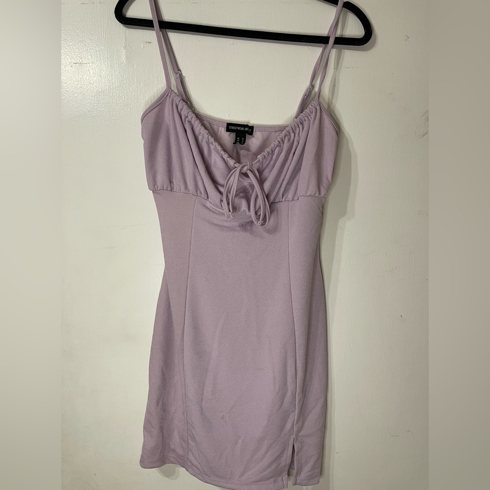 Streetwear Society Lilac Tie-Front Cami Midi Dress